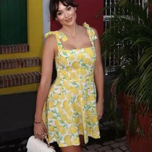 NWT Zara linen blend “Lemons“ mini dress